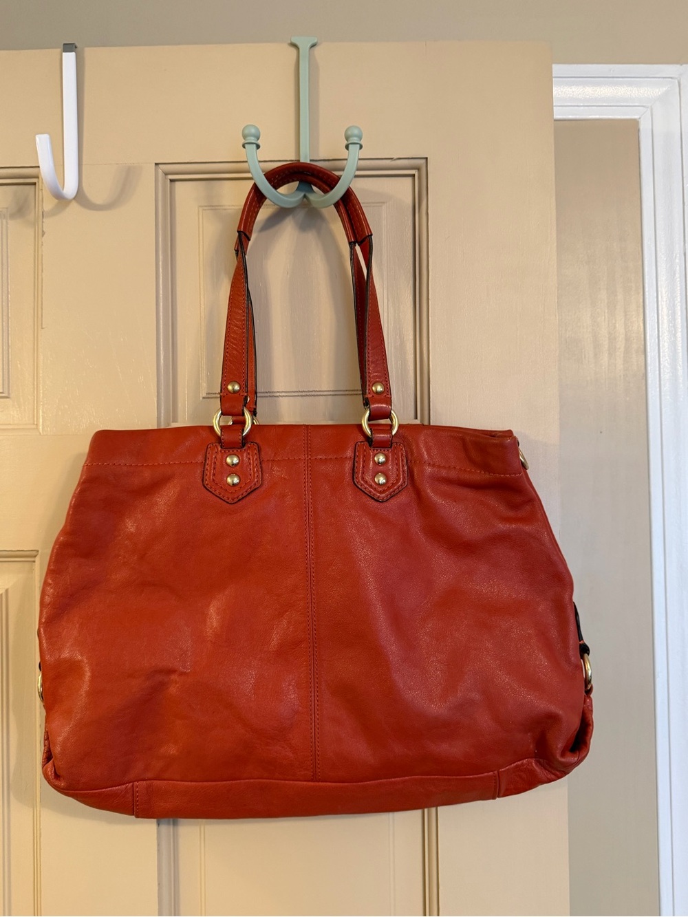 Coach Red Leather Tote with Gold Hardware - Picture 3 of 13